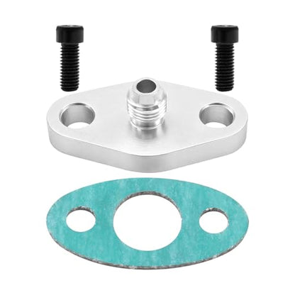 AN4 Oil Drain Flange, Aluminum Alloy Vehicle Turbo Oil Return Drain Flange Adapter with Gasket & Bolts, Leak Proof Automotive Replacement Accessories, Compatible with T3 GT42 T04 - size: AN4