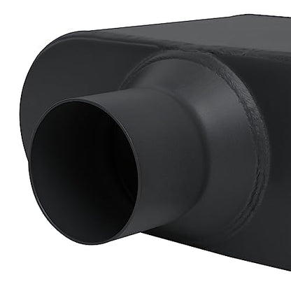 M-AUTO 2.5" Inlet and Outlet Dual Universal Muffler, 12" Overall Length Heavy Duty Stainless Steel Exhaust Muffler Assembly, Black