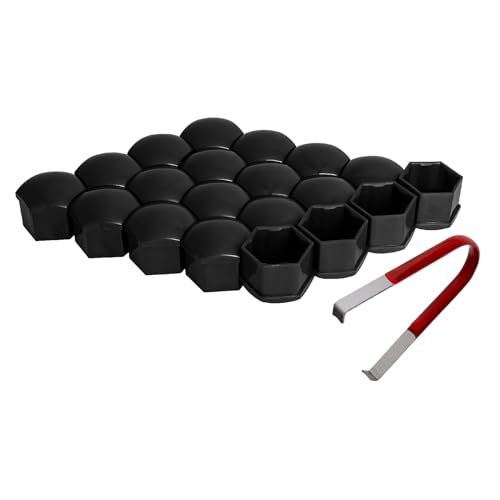 AOIT 20PCS Lug Nut Covers - 3/4'' Wheel Nut Bolt Cover Caps, 19mm Hexagonal Nut Covers with Removal Tool, Wheel Bolt Dust Caps Compatible with Au di, Auto Rims Nut Exterior Protection, Black - color: Black, size: 19mm