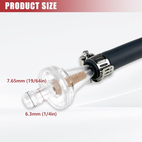 YAMAKATO 2PCS 3/16 Inline Copper Scooter Clear Fuel Filters - size: 2 filters + no fuel line + 2 clamps