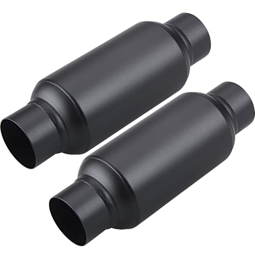 LCGP 2 Pack 2.5'' Inlet & 2.5" Outlet, Universal Resonator, 11.5'' Overall Length Stainless Steel Muffler/Weld On - color: Black, size: 2.5" Inlet 11.5" Long-2 Pack
