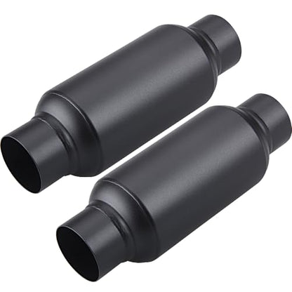 LCGP 2 Pack 2.5'' Inlet & 2.5" Outlet, Universal Resonator, 11.5'' Overall Length Stainless Steel Muffler/Weld On - color: Black, size: 2.5" Inlet 11.5" Long-2 Pack