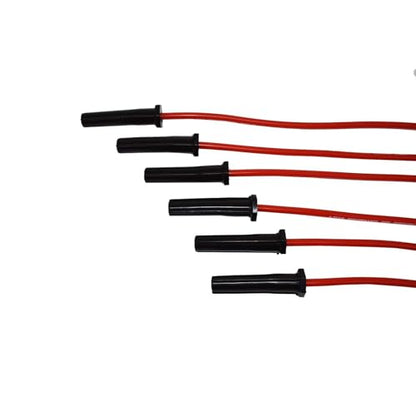 A-Team Performance 6-Cylinder Spark Plug Wire Set - Pack of 6, Red Two-Layer 8.0mm Silicone Wiring - Low-Resistance Ignition Wire Set - Compatible with GMC & Chevy 230/250/292/350 Engines