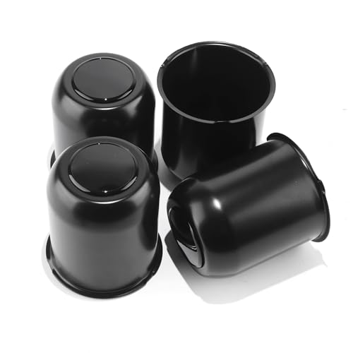 4Pcs 3.74" OD 4.33" H Trailer Wheel Center Caps with Removable Top - color: Matt Black, size: 3.74" OD 4.33" H