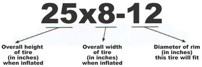 Tusk TERRABITE Heavy Duty 8-Ply Radial UTV/ATV Tires - size: 25x8-12