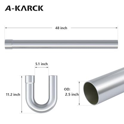A-KARCK Stainless Steel Mandrel Bends 8 Pcs, 2.5 Inches 304 Stainless Steel DIY Custom Exhaust Tubing Pipe Straight & U-Bend Kit, Universal Fit - size: 2.5inch Mixed 8PCS, style: Stainless Steel