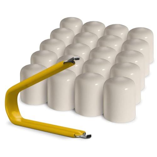ColorLugs Vinyl Lug Nut Cover | White | Flexible Fit Wheel Lug Nut Cap | Fits 19 mm | Pack of 25 | Includes Deluxe Extractor | Made in the USA - color: White, size: 19 mm