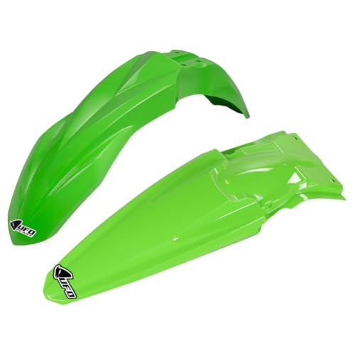 UFO PLAST Front/Rear Fender Kit - Replacement Dirt Bike Front and Rear Mud Guard - Compatible with Kawasaki KX250F 2018-2020/KX450F 2018 - color: Green