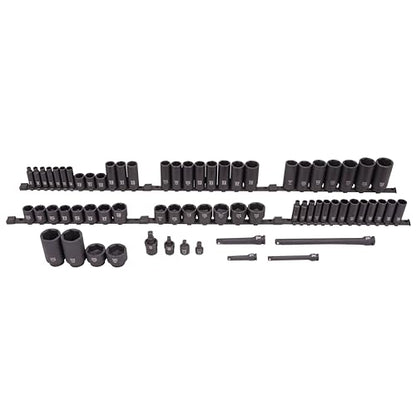 SUNEX 1068 3/8" & 1/2" Drive SAE & Metric 6 Point Standard & Deep Master Impact Socket Set, 68-Piece - size: 68-piece SAE/Metric