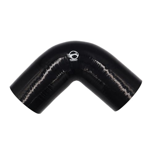 3 Inch / 76mm 90 Degree Silicone Elbow Hose – Extended Leg Design, True 102mm Length, 5.5mm Thickness – High Temp 4-Ply Black Coupler for Turbo, Intake, Radiator Pipe - size: 3 Inch / 76mm