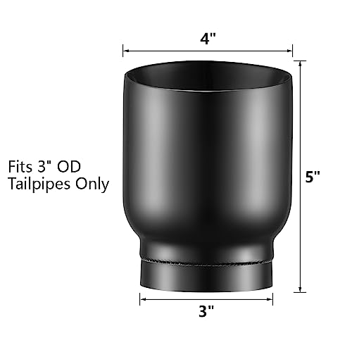 A-KARCK Double Wall Exhaust Tips Black Chrome 3" Inlet, Muffler Tip with Never Fading and Peeling Coating, 3" Inlet 4" Outlet 5" Long - size: 3" inlet - 4" outlet