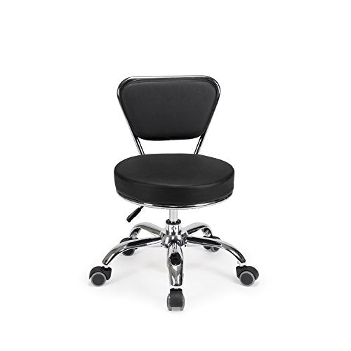 MAYAKOBA Dayton Rolling Stool with Backrest – Black Pneumatic Seat, Adjustable Height 13"-15", Ergonomic Design for Home Office, Garage, Gardening, Lab, School, Mechanic Tasks - color: Black