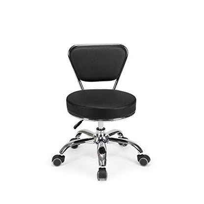 MAYAKOBA Dayton Rolling Stool with Backrest – Black Pneumatic Seat, Adjustable Height 13"-15", Ergonomic Design for Home Office, Garage, Gardening, Lab, School, Mechanic Tasks - color: Black
