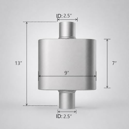 2.5" In/Out Aluminized Steel 1-Chamber Universal Exhaust Muffler 2pc - color: silver, size: 2.5 inch