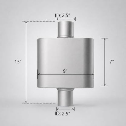2.5" In/Out Aluminized Steel 1-Chamber Universal Exhaust Muffler 2pc - color: silver, size: 2.5 inch