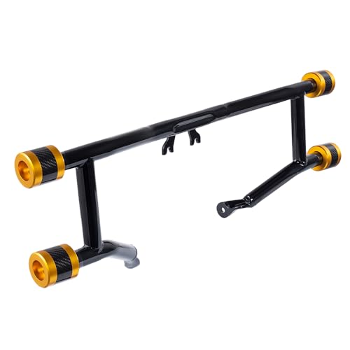 Advanblack Protek Two Step Highway Peg Crash Bar with CNC Slider Fit for 2014-2025 Harley Touring Road Glide Street Glide Electra Glide – Engine Guard Performance Upgrade (Gold CNC w/Carbon Inlay) - color: Gold CNC w/ Carbon Inlay