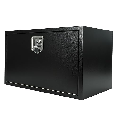 30"X18"X18" Underbody Steel Truck Box Black Heavy Duty Underbody Storage Box Waterproof Truck Tool Box Organizer w/Lock & Keys For RV,Pick up Toolbox - size: 30"x18"x18"