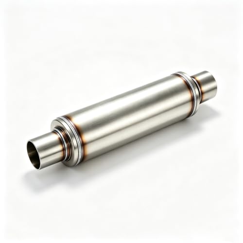 2.25 inch Inlet and Outlet stainless steel straight-Through Perforated Core Universal Performance Muffler,Fit for All Cars and Trucks - Deep Low Exhaust Tone - size: 2.25in
