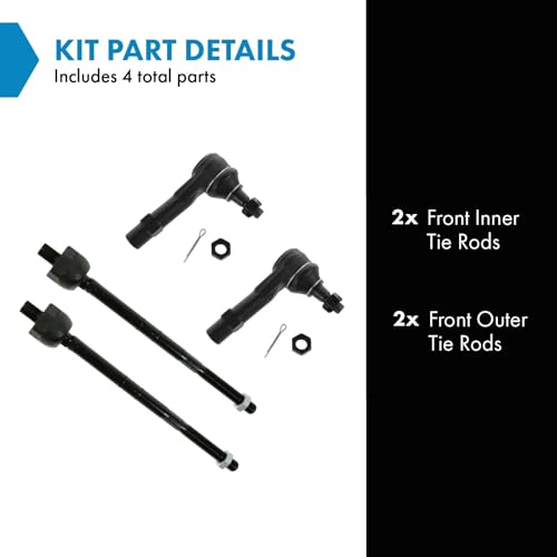 TRQ Inner and Outer Driver and Passenger Side Tie Rod Set 4 Piece - style: PSA55202