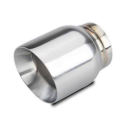 LCGP 3" Inlet Universal Exhaust Tip, 4" Outlet - 5" Long, Stainless Steel Double Wall Angle Cut - size: 3“x4"x5", style: Polished