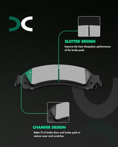 SCITOO Disc Brake Pads Sets Front Rear 8pc Fit For Chevy For Silverado 1500 - size: Front-D785 & Rear-D834
