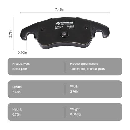 D1818 Front Ceramic Brake Pads Kit Fit For Audi A4 2009-2016, For A4 Quattro 2009-2016, For A4 allroad 2013-2016, For A5 2008-2016, For A5 Quattro 2008-2017, For A6 2012-2016 - style: HZ1322