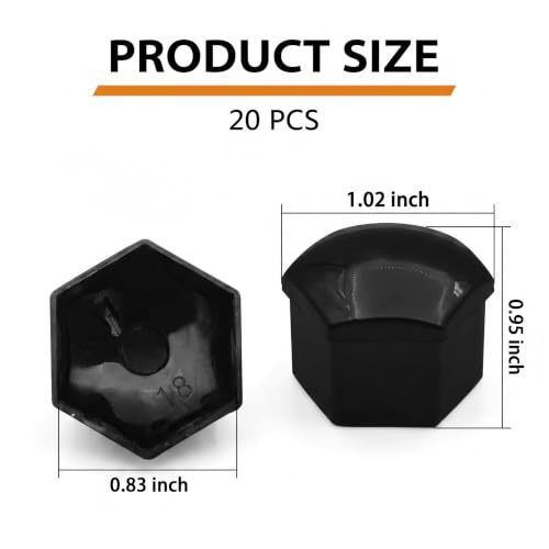20PCS 21mm Hexagonal Lug Nut Covers, Rust-proof Wheel Bolt Protector Caps with Removal Tool Clips, Universal External Rim Nut Protection Fit for Most Car Truck SUV(Black) - size: 21mmBlack