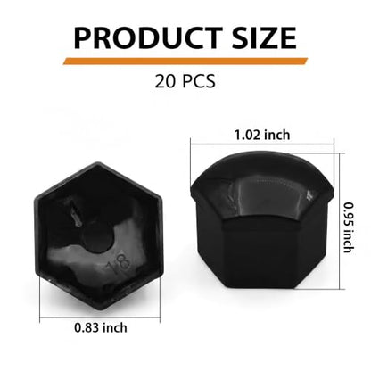 20PCS 21mm Hexagonal Lug Nut Covers, Rust-proof Wheel Bolt Protector Caps with Removal Tool Clips, Universal External Rim Nut Protection Fit for Most Car Truck SUV(Black) - size: 21mmBlack