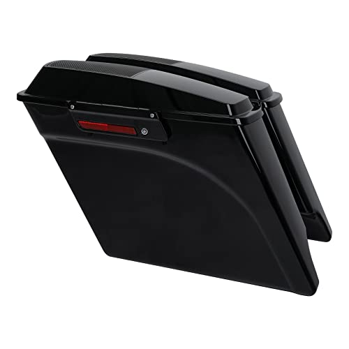TCMT 5" Stretched Saddlebags 6X9 Speaker Lid Fit For Harley 1994-2013 - color: Vivid Black Black Latches(6x9 Speaker Lid)