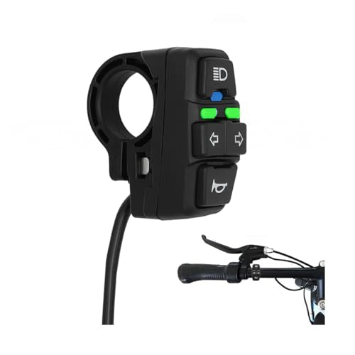 Motorcycle Head Light Turn Switch, 7/8" Ebike Horn Turn Signal Lamp Control with Wire Harness, Motorbike Handlebar Warning Button Mount, Compatible for Dirt Bike Scooter
