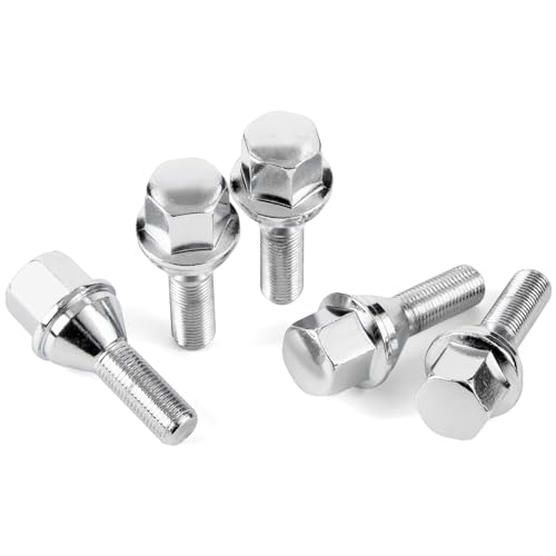 GAsupply 12x1.25 OEM Lug Bolts, 28mm Shank Length Cone Seat 3/4" Hex, 5pcs - color: Silver, size: 5pcs