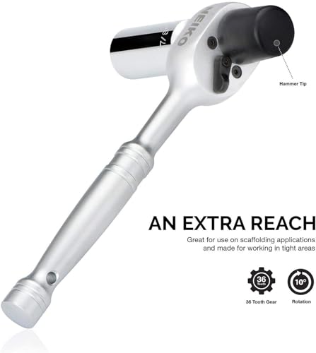 Neiko 03029A 1/2" Scaffold Ratchet Wrench | 9.5” Length | 36 Tooth Hammer Tip Head | Includes 7/8” 6 Point Deep Socket | Cr-V Steel … - size: 1/2" Drive, style: Scaffold Ratchet