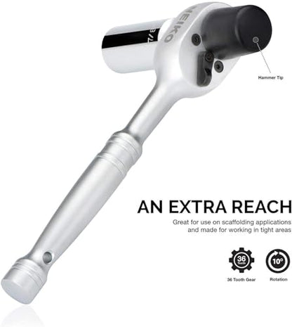 Neiko 03029A 1/2" Scaffold Ratchet Wrench | 9.5” Length | 36 Tooth Hammer Tip Head | Includes 7/8” 6 Point Deep Socket | Cr-V Steel … - size: 1/2" Drive, style: Scaffold Ratchet