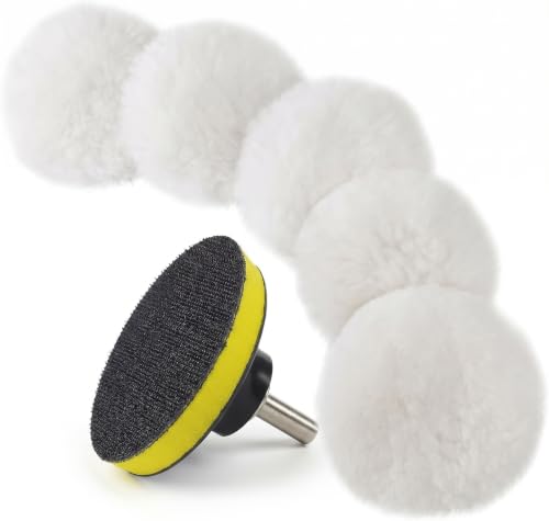 7 PCS 3 Inch Wool Polishing Buffing Pad Polishing Buffing Wheel with M10 Drill Adapter, Car Buffer Drill Attachment, Drill Buffer Polisher Attachmen for Car, Glass, Tile, Tire Polishing & Waxing - size: 7 Pcs 3 Inch