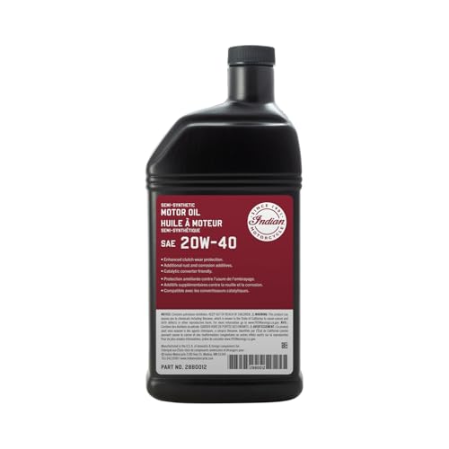 Indian Motorcycle 20W-40 Semi-Synthetic Motor Oil, 1 Quart - 2880012