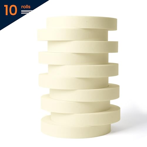 TAPEBEAR General Purpose Masking Tape Beige White 0.7" x 60Yards x 10Rolls - size: 0.7" x 60 Yards