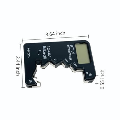 ZUFECY Digital Battery Tester, LCD Screen Voltage Checker for AA AAA C D 9V 1.5V Batteries, Portable Household Battery Tester Tool, Black