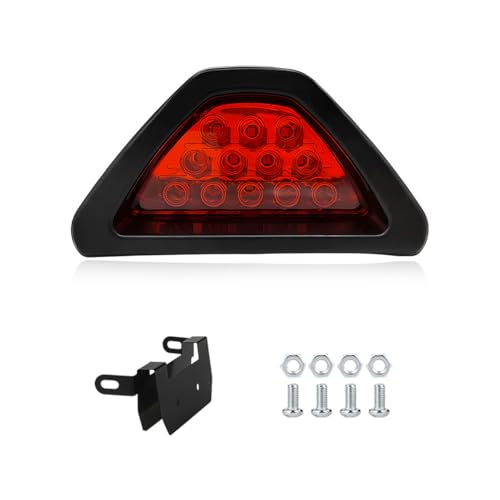 Car F1 Style Brake Light, 12V Super Bright Waterproof Triangle Rear Fog LED Lights Tail Flash Lamp, F1 Style Warning Strobe Third Stop Light for Motorcycle ATV Truck SUV (Red) - color: Red