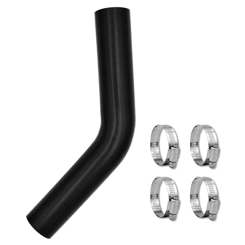 1 3/4 inch Fuel Filler Neck Hose With 4 Clamps, 15 7/8" Length Reinforced Gas Tank Hose (45 Degree, 1.75" ID) - size: 1.75" ID, style: 45 Degree