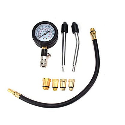 8PCS Compression Tester, Engine Compression Tester kit Professional Petrol Gas Engine Cylinder Pressure Gauge 0-300 PSI Automotive Tool for Motorcycle Car Truck(Plastic red)