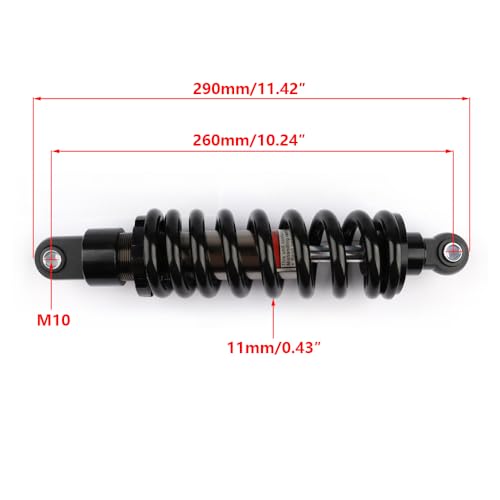 260mm 10-1/4" Rear Shock Absorber 1000LBS Suspension Sensa-Trac Load Adjusting for ATV Quad Dirt Pit Bike Motorcycle Black - size: 260mm