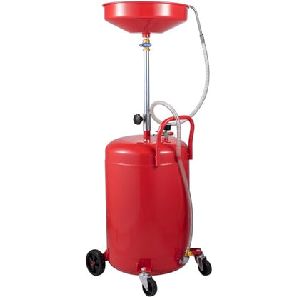 VEVOR 20-Gallon Waste Oil Drain Tank, Air Operated Portable Oil Drainer with Adjustable Funnel Height, Fluid Fuel Transfer Drainage with Wheels, Oil Change Container for Auto Repair Shops, Garages - size: 15.7 x 15.2x 65 in