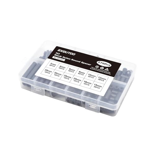 Exqutoo 270Pcs ABS Round Spacers ID 3mm, OD 7mm - color: Black/3.2mm,270Pcs
