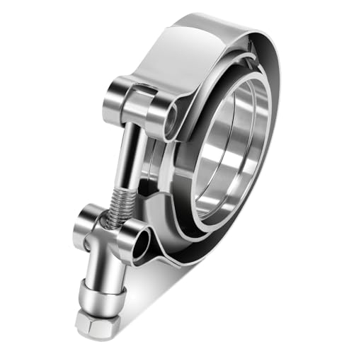 Auto Dynasty 2 Inch V Band Clamp with Male/Female Flanges 304 Stainless Steel for Turbo and Exhaust Systems, Natural Metallic - color: Pack of 1, size: 2" OD