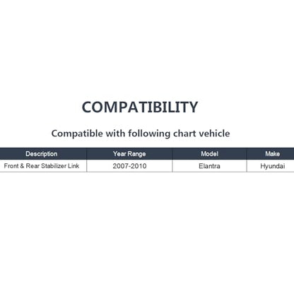 K750032 K750102 Front Sway Bar End Links and Rear Stabilizer Bar Link Kit for Hyundai Elantra 2007 2008 2009 2010, Front Rear Sway Bar Link Kit, Suspension Stabilizer Bar Link - 4pc - color: K750032 K750102