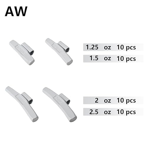 AW-M40 Wheel Weight Kit AW Style Grey 40pcs/kit: 1 1/4oz, 1 1/2oz, 2oz and 2 1/2oz 10pcs Each - size: AW-M40