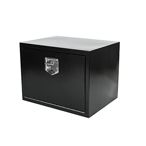 24"X18"X18" Underbody Truck Box Black Heavy Duty Steel Trailer TooolBox Pick Up Truck Tool Box Storage Organizer w/Lock & Keys - size: 24"x18"x18"