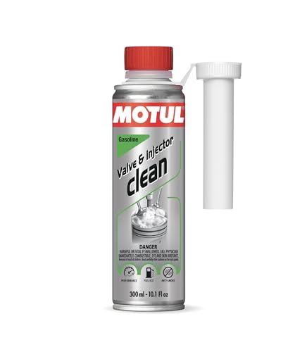 Motul Valve and Injector Clean | Fuel Injector Cleaner Targets Valve & Injector Deposits for Power, Smooth Idle, Better MPG | High-Detergent Formula Treats Up to 60 L | 300 mL