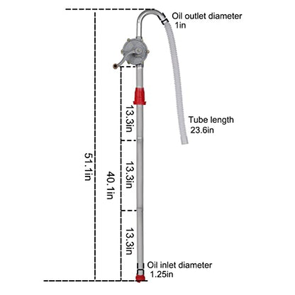 Vevitts 15-55 Gallon Rotary Hand Drum Pump, Heavy Duty Aluminum Barrel Pump for Kerosene Gasoline Oil Diesel Fuel Hydraulic Fluid