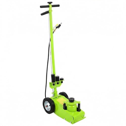 Garvee Air Hydraulic Floor Jack, 30-Ton(66,000 LBS) Low Profile 9 Inch Heavy Duty Jack for Trucks & Tractors, Dual Power Air/Manual Hydraulic with 4 Adapters, Adjustable 46" Handle & Rubber Wheels - color: Green, size: 30 Ton